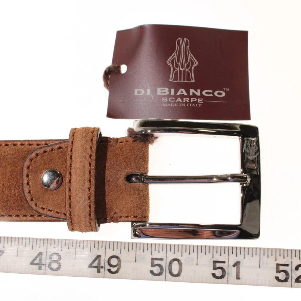 Di Bianco NWT Cut to Size Dress Belt In Solid Brown Suede Leather One Size